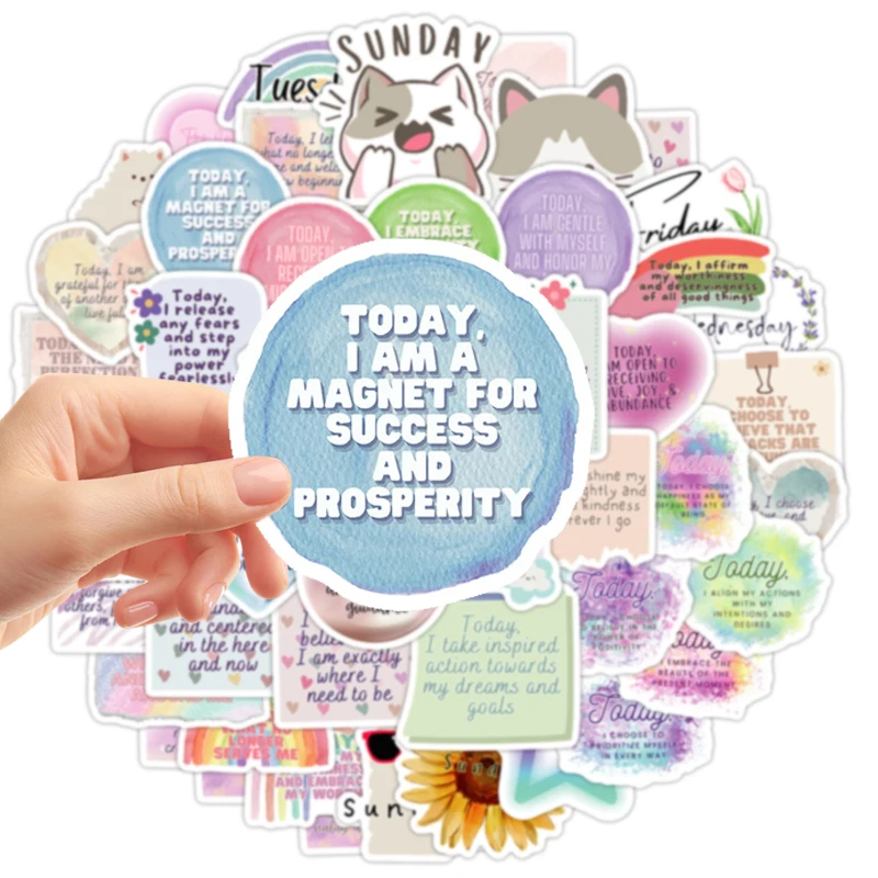 

50PCS English Inspirational Quotes Stickers Waterproof Vinyl for Water Bottles Laptops Motivational Decals Pack