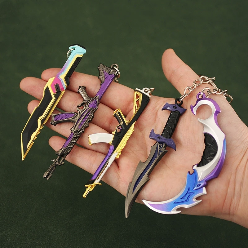 Valorant Weapon Keychains Prime Collection Karambit Vandal Model Reaver Knife Metal Game Peripheral Mini Sword Keychains Toys