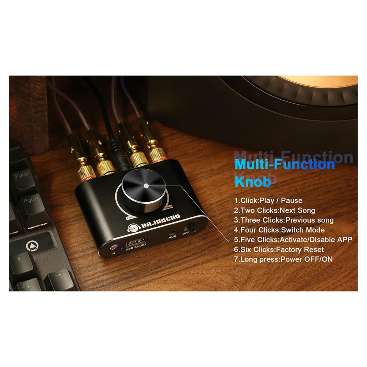 DAJUNGUO 2.0 Channel 20W+20W Bluetooth Amp with Remote Control Function,Supports Bluetooth/USB/AUX Input