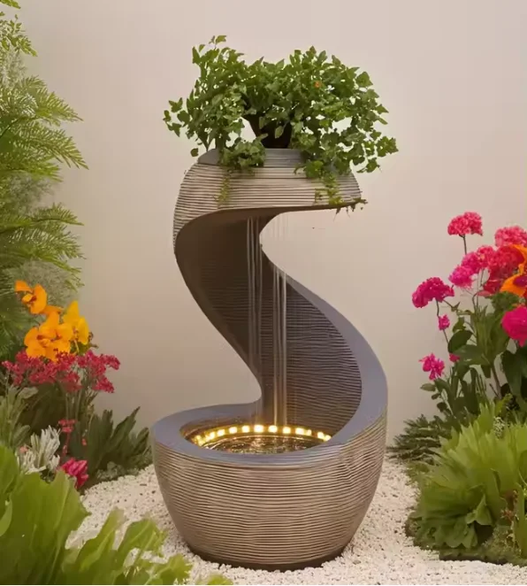 Luxury Small Fountain Indoor Outdoor Resin Marble Modern Villa Garden Decoration