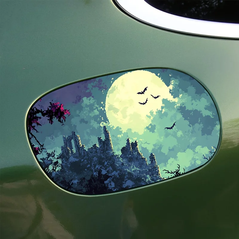 

Car stickers, funny bat castle moon night car stickers, fuel tank cover car decals, top PVC material, waterproof and scratch