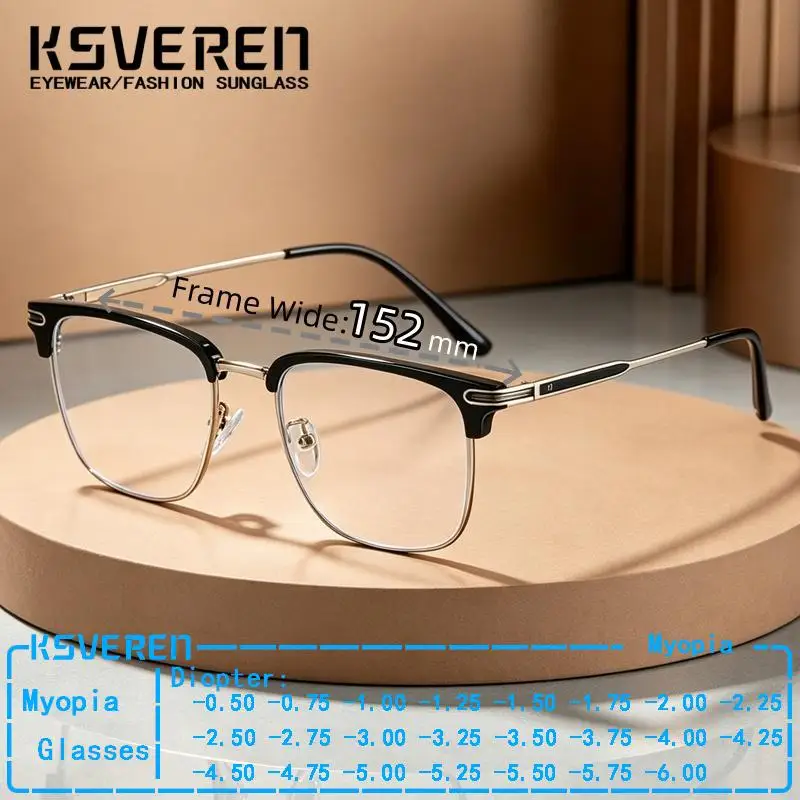 152mm 152mm Large Size Eyebrow Eyeframe Clear Lens Myopia Glasses Men Business Half Frame Anti Blue Light Optical Prescription Eyewear - Aliexpress Deal