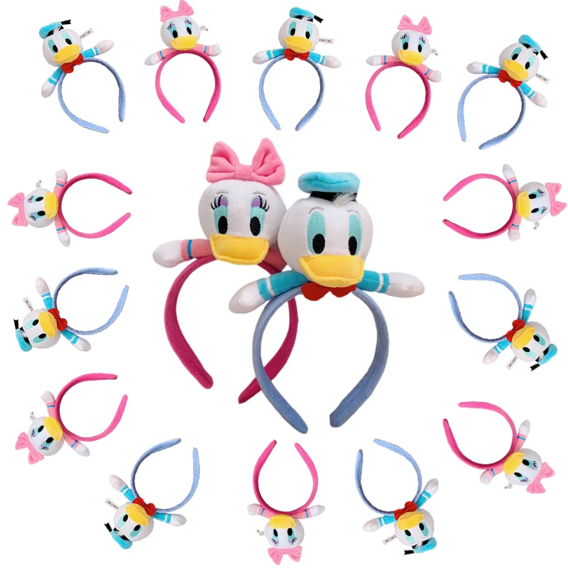 Disney Ears Donald Daisy Duck Headbands Women Mickey Minnie Hairbands For Girl Soft Kawaii Hair Accessories Kids Christmas Gifts