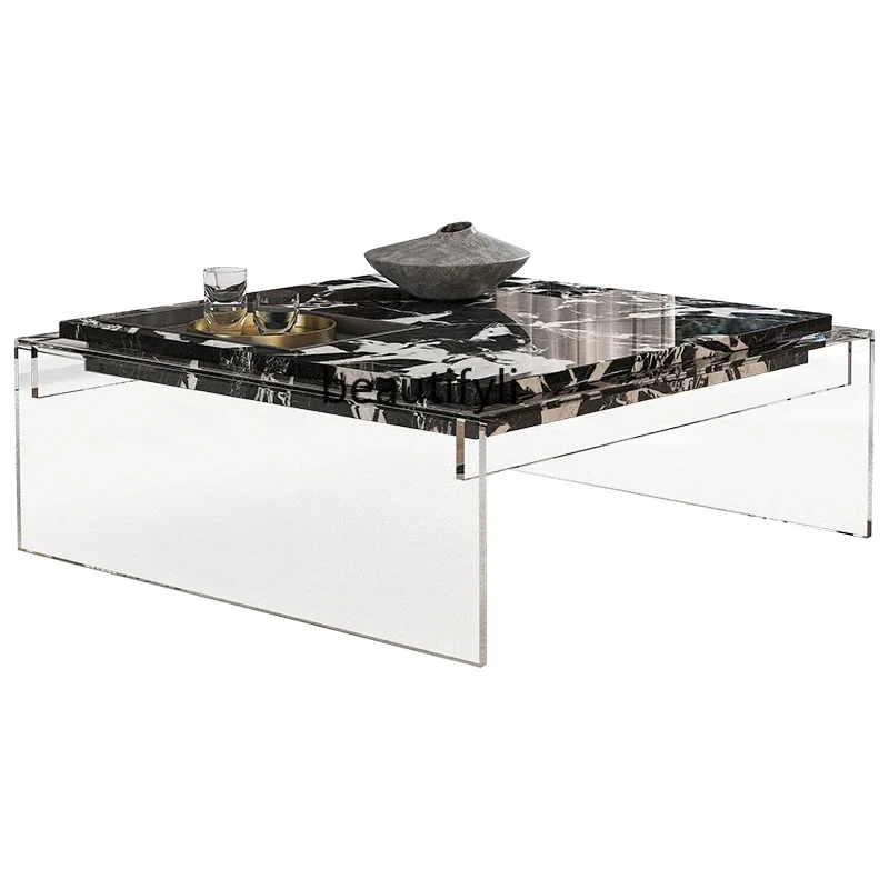 

X18 Light luxury Italian minimalist especially good-looking acrylic creative modern high-end luxury stone combination coffee tab