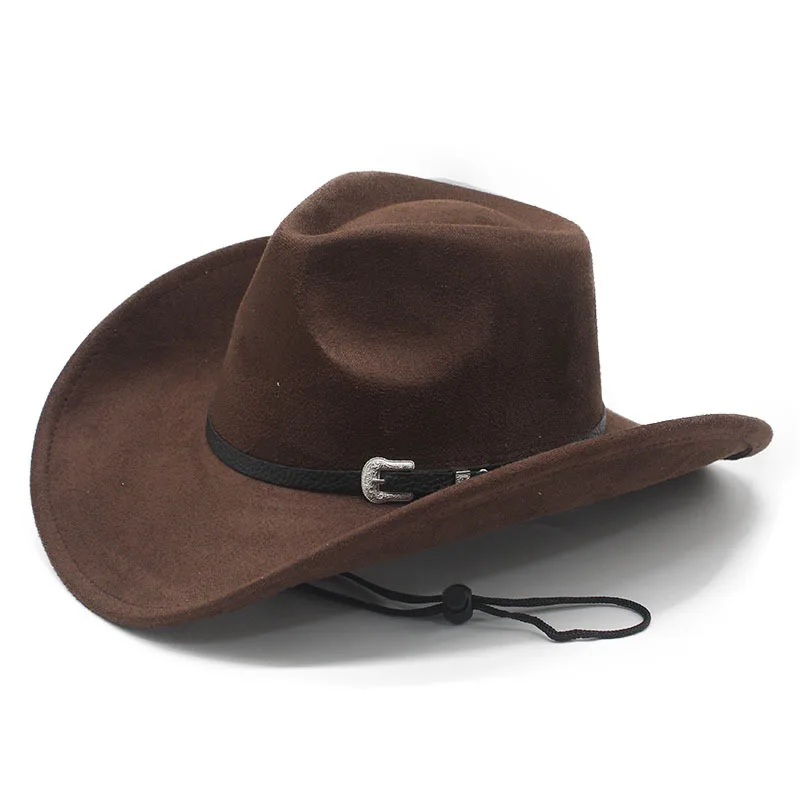 

Hot-Selling Suede Cowboy Hat Knight Hat Men's Jazz Fedora European and American Hot-Selling Autumn Winter Hat