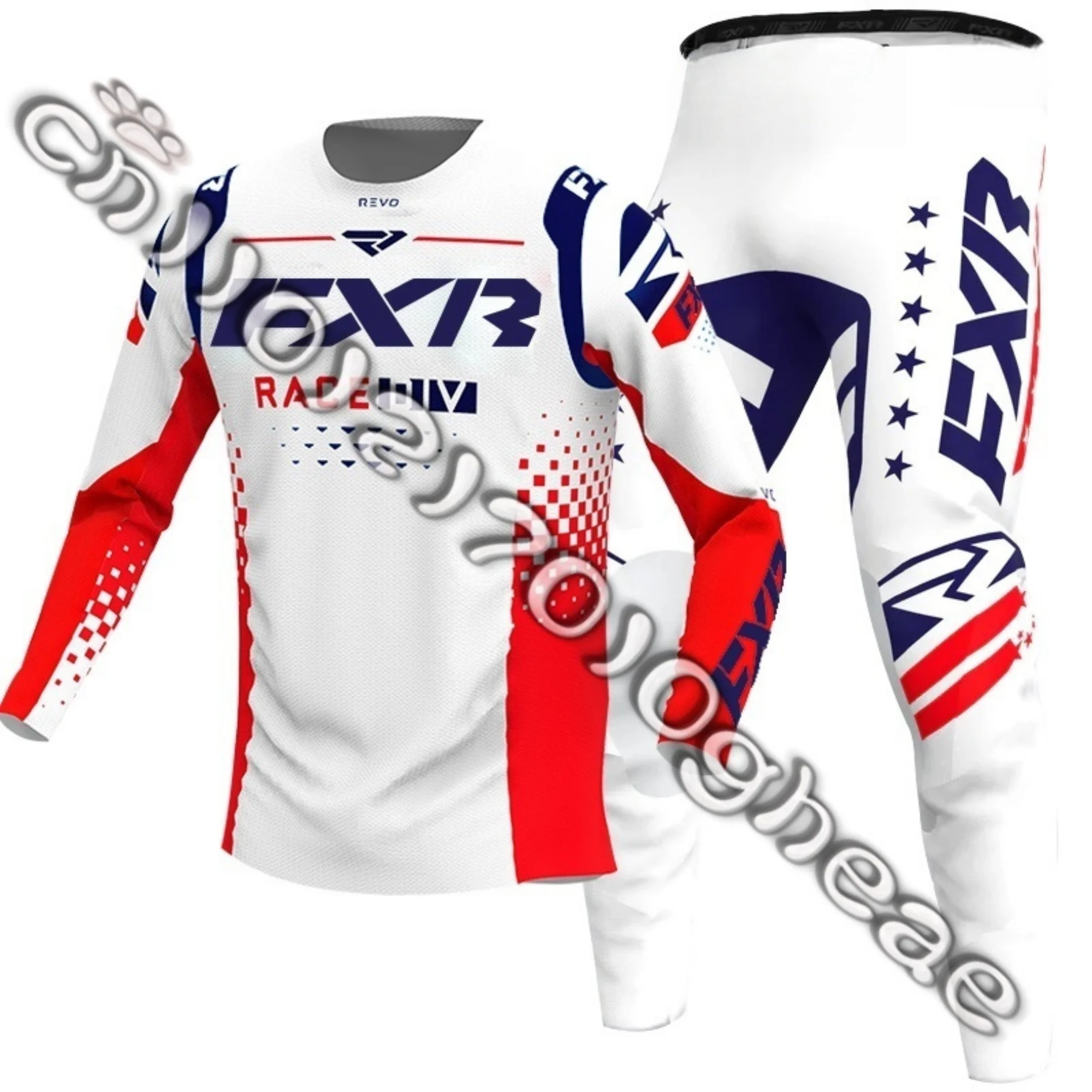 

Hot Moto Off-Road Riding Jersey Racing Suit Red Bull FXR Racing Suit Breathable Long Sleeve Long Pants Set Adult Race Wear