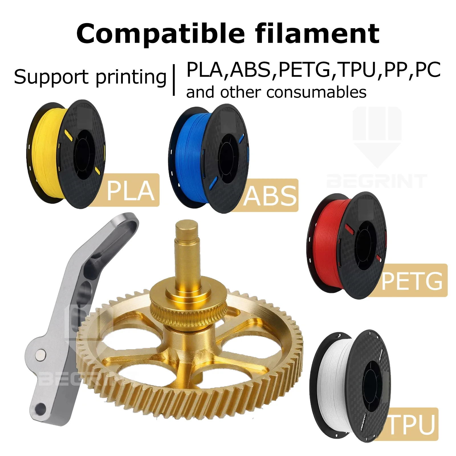 Engrenage d'extrudeuse entièrement métallique pour laboratoire Bambu A1 A1 Mini RNC, engrenage hélicoïdal en acier trempé nano-revêtement, résistant à l'usure