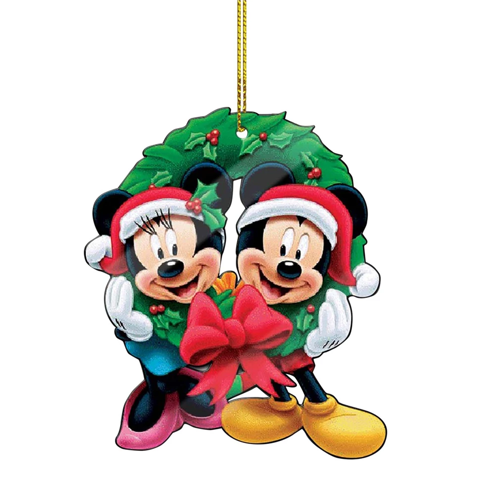 Disney Home Decoration Christmas Tree Hanging Acrylic Flat Mickey Mouse Festival Hanging Stone Decoration Crafts Decorations