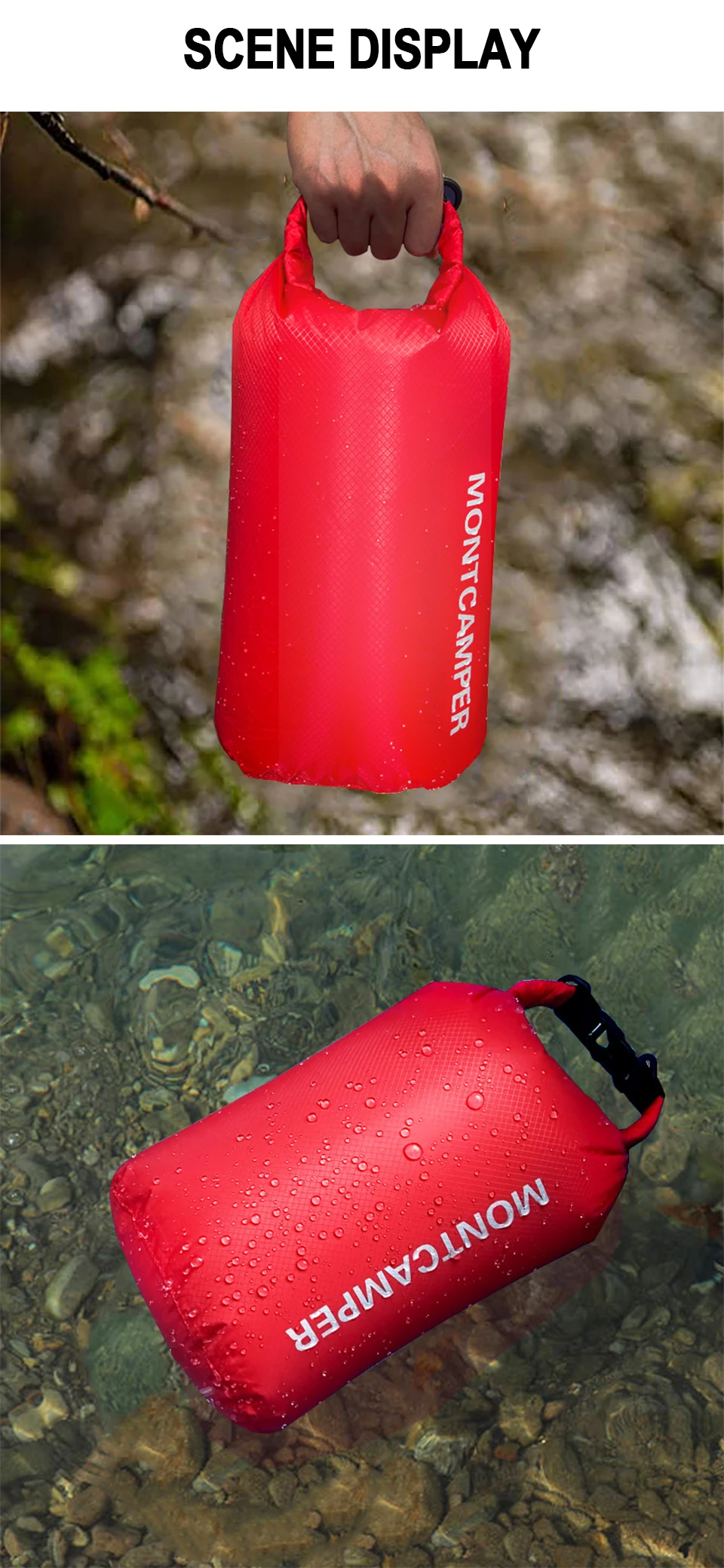 Ultraleichter Trockensack 3/5/10/20/35L Driften Schwimmen Leichte Trockenaufbewahrungstasche Wasserdichte Rafting Kajakfahren Outdoor-Sporttasche – Detail 6