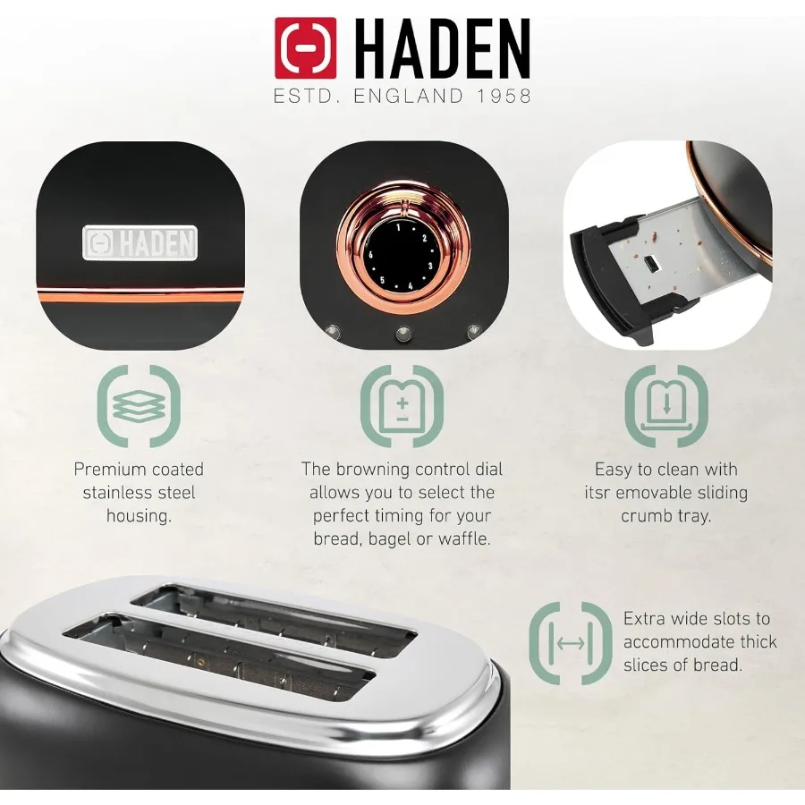 محمصة خبز من الفولاذ المقاوم للصدأ ذات فتحة واسعة مكونة من شريحتين مع 12 كوبًا قابلة للبرمجة ماكينة صنع القهوة بالتنقيط ماكينة القهوة باللون الأسود #3