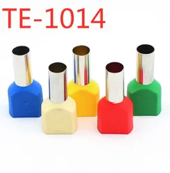 더블 유럽 핀 모양의 터미널 압력 와이어, 구리 TE10-14, 사전 절연 파이프, 100 개