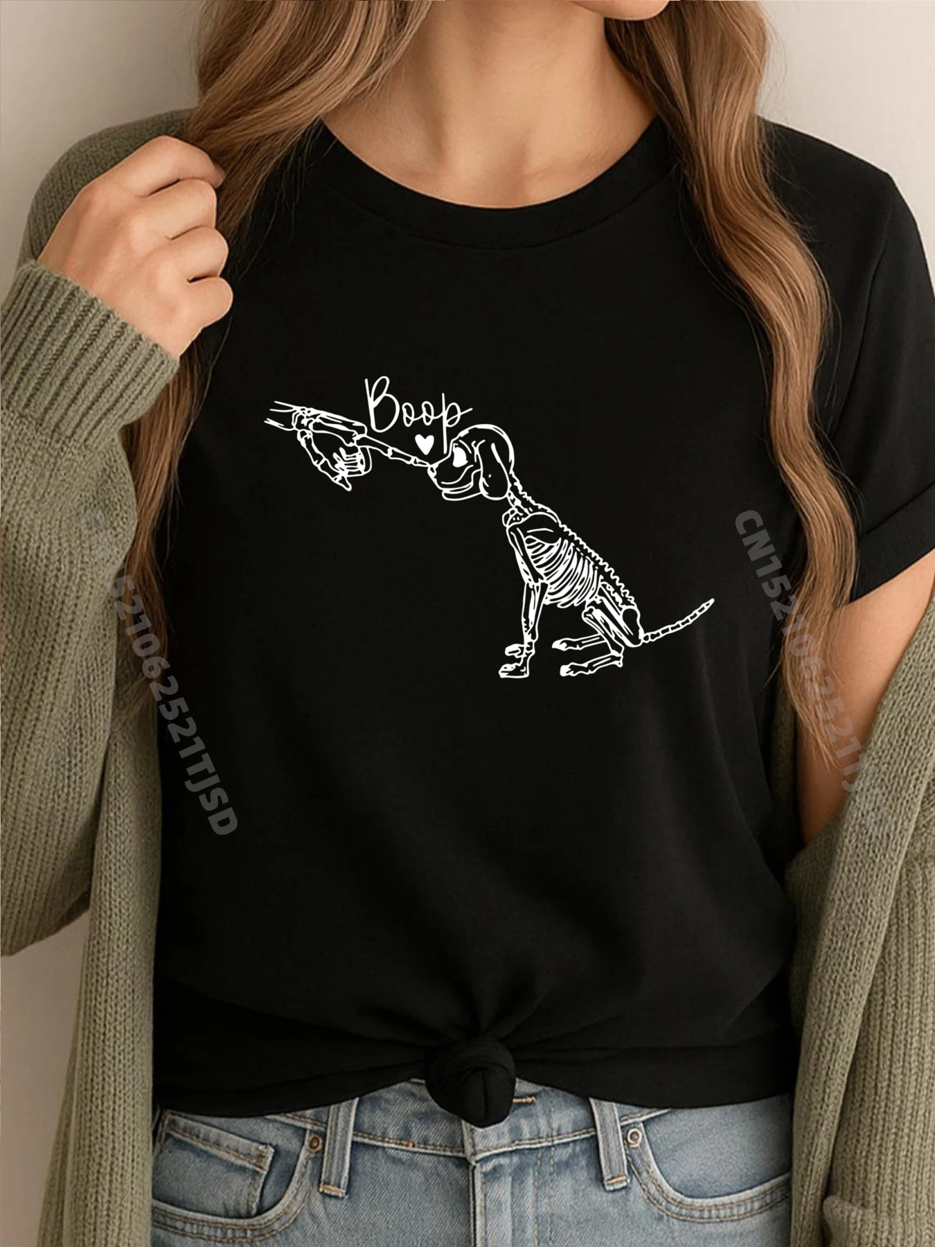 

Retro Cute Skeleton Hand Boop Dog Funny Halloween Big And Tall T Shirts Unisex T Shirt Retro washed Tops Tees England Style