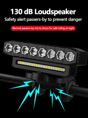 5/8 LED 自転車フロントライト USB 充電式 130dB サイクリング自転車ホーン取り付け簡単 6 モード自転車ベルライト