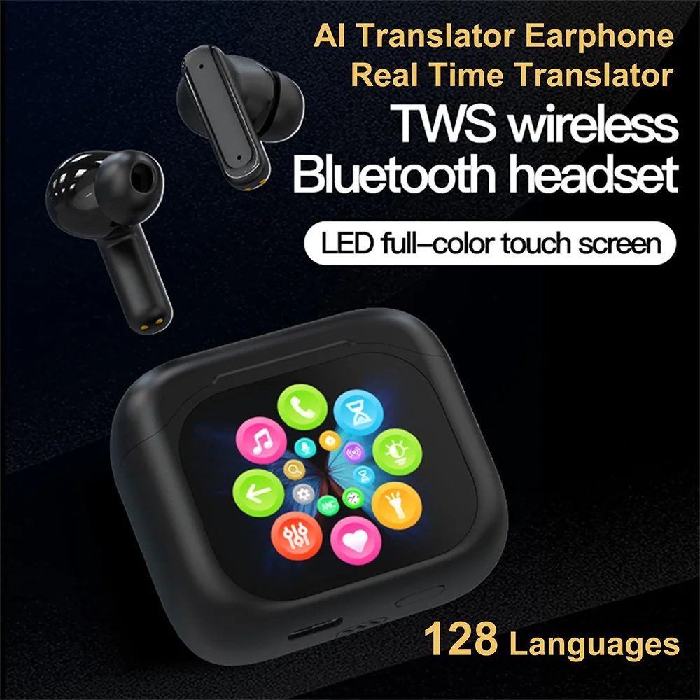 AI Translating Earbuds 128 Languages Real Time Translator Earphone Translator Wireless Bluetooth Headphones AI Voice