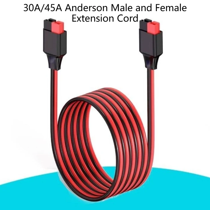 30A Ander Connector Cable Solar Male to Female Connection Cord 12AWG Outdoor Energy Storage Electric Vehicles Power Adapter 1pc