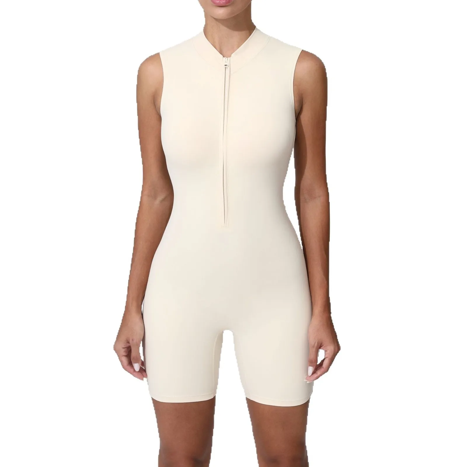 Combinaison de Yoga sans couture, sport, Fitness, pêche, serré aux hanches, fermeture éclair, sans manches, vêtements d'entraînement, survêtement de gymnastique pour femmes