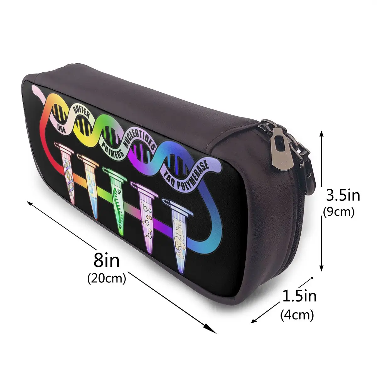 Components Pipette Tubes Biology Science Leather Pencil Case for Boy Girl Pen Box Pencil Bag Stationery Supplies Pen Holder Bag
