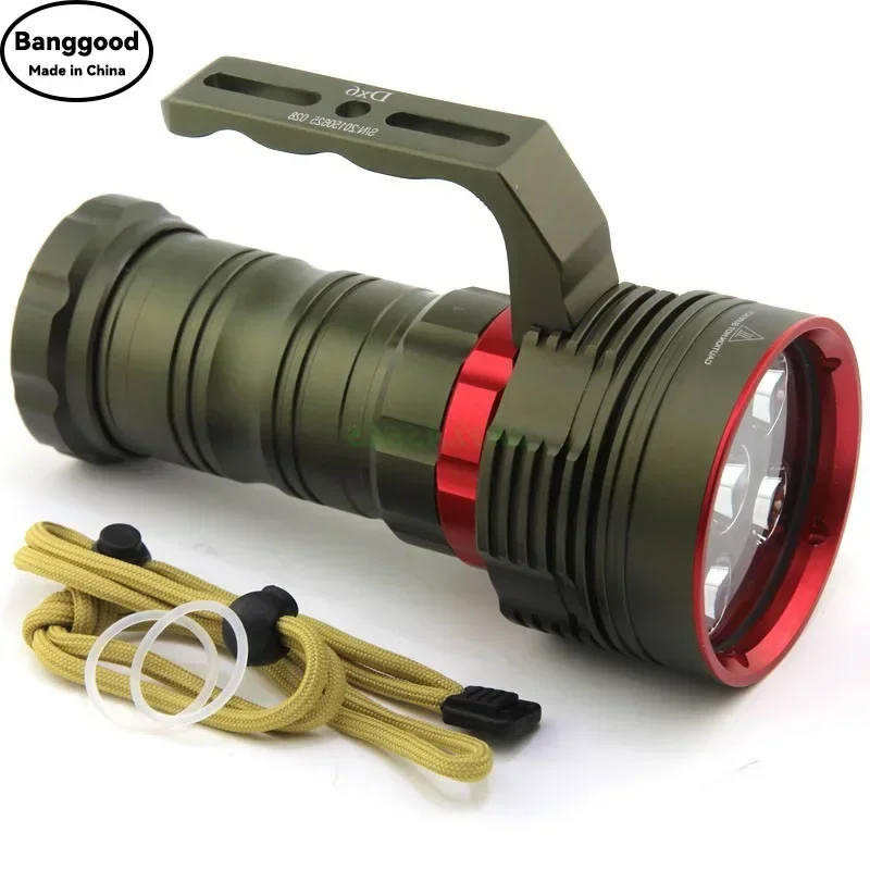 السوبر مشرق DX6 10000 لوميمز تحت الماء 200 متر الغوص مصباح يدوي 6x XM-L2 LED الغوص الشعلة ضوء مصباح فانوس بواسطة بطارية 4x18650