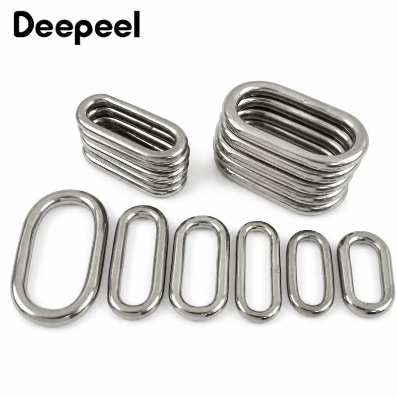 10/20Pcs 304 Stainless Steel Oval Rings 25-45mm Metal Loop Webbing Strap Connector for Bag Belt Pet Collar DIY Hardware