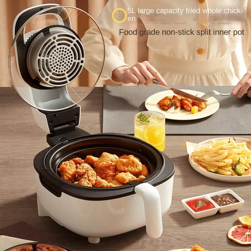 Бытовая фритюрница 5л, визуальная электрическая фритюрница, духовка, фритюрница, полностью автоматическая безмасляная машина для приготовления картофеля фри KZ-J5000A