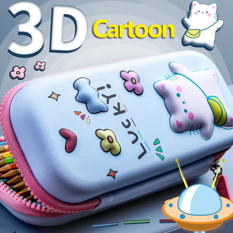 3D Pencil Case Kawaii Cartoon Large Capacity Soft Waterproof Cover  Creative Multi-functional School Supplies Stationery Box