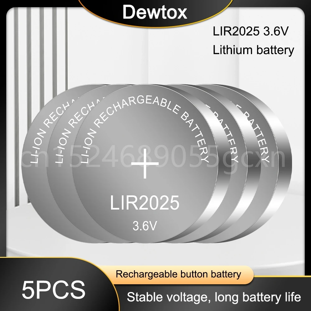 5 pz nuova batteria ricaricabile agli ioni di litio LIR2025 3.6V batterie a bottone al litio per Computer orologio sostituisce LIR 2025 CR2025/ML2025