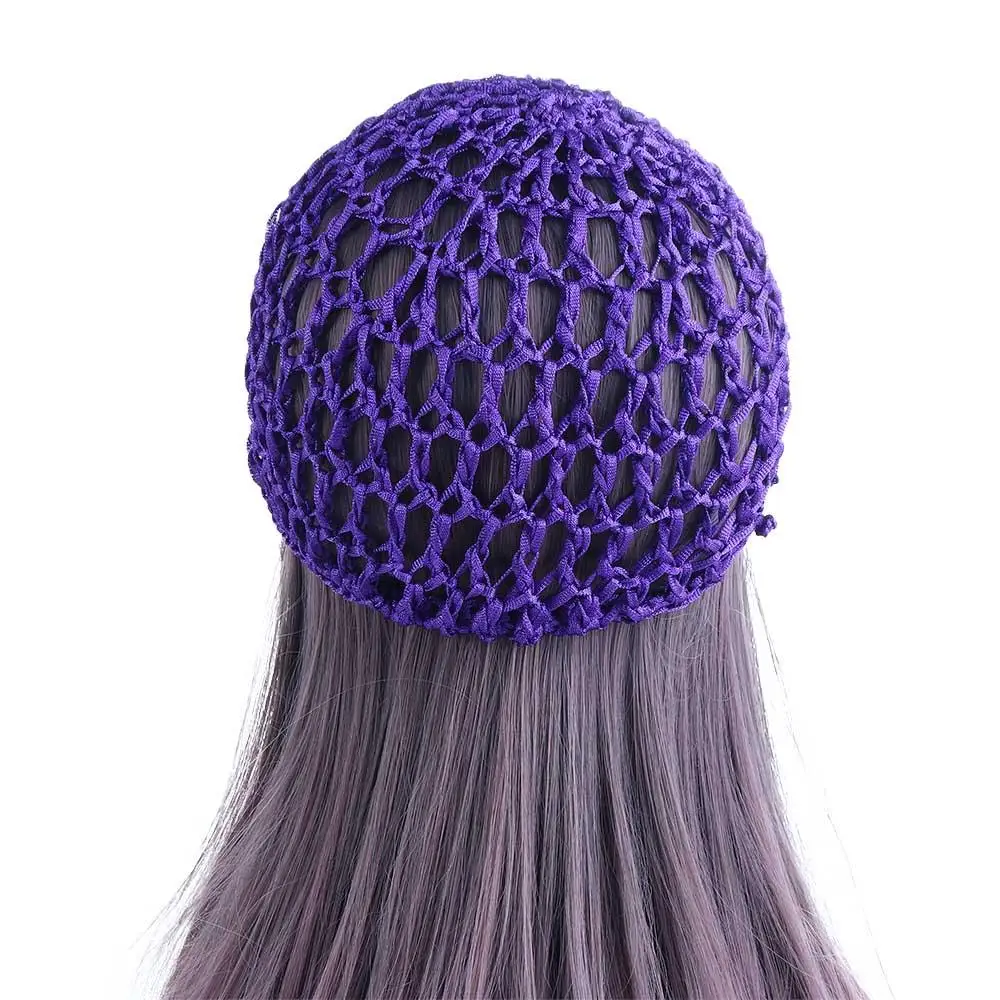 Women\'s Mesh Hair Net Crochet Cap Solid Color Snood Sleeping Night Cover Turbans