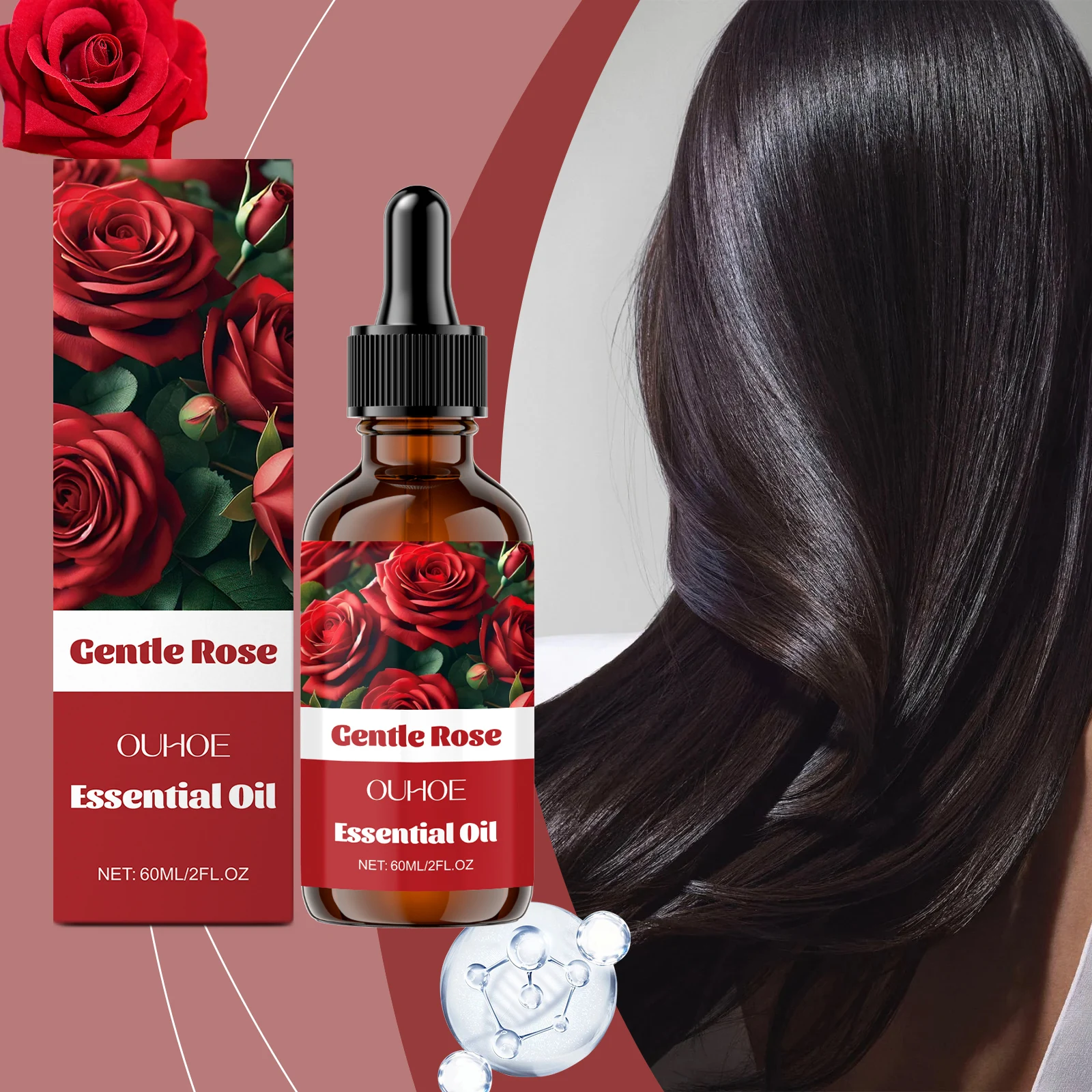 زيت روز أوتو العطري الفاخر من جنتل - مضغوط على البارد للوجه والشعر والناشر - وردة بلغارية غير مخففة - 2 أونصة زجاجية بو