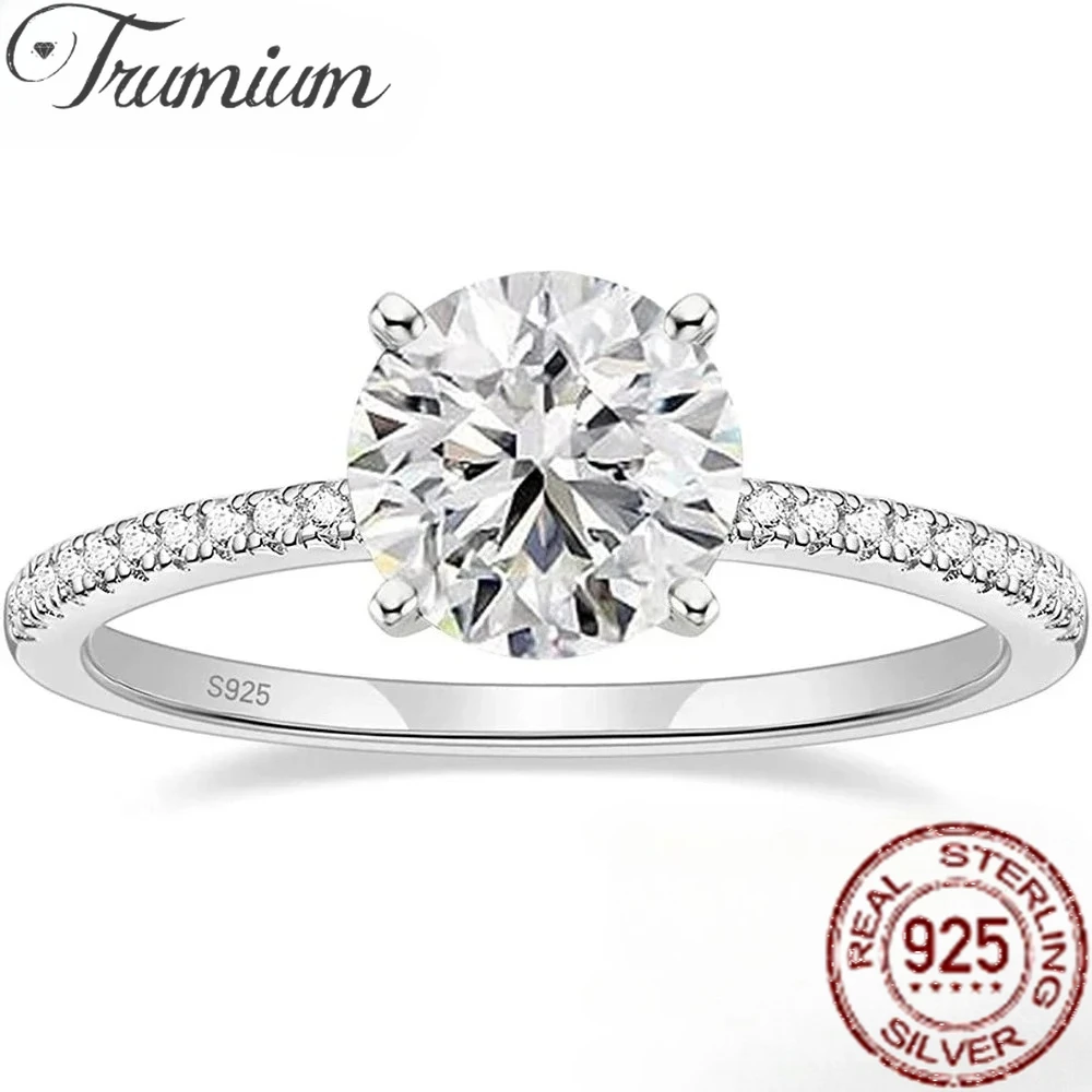 

Trumium 1CT Moissanite Diamond Rings 925 Sterling Silver Engagement Rings for Women Round Cut Promise Wedding Bands Jewelry