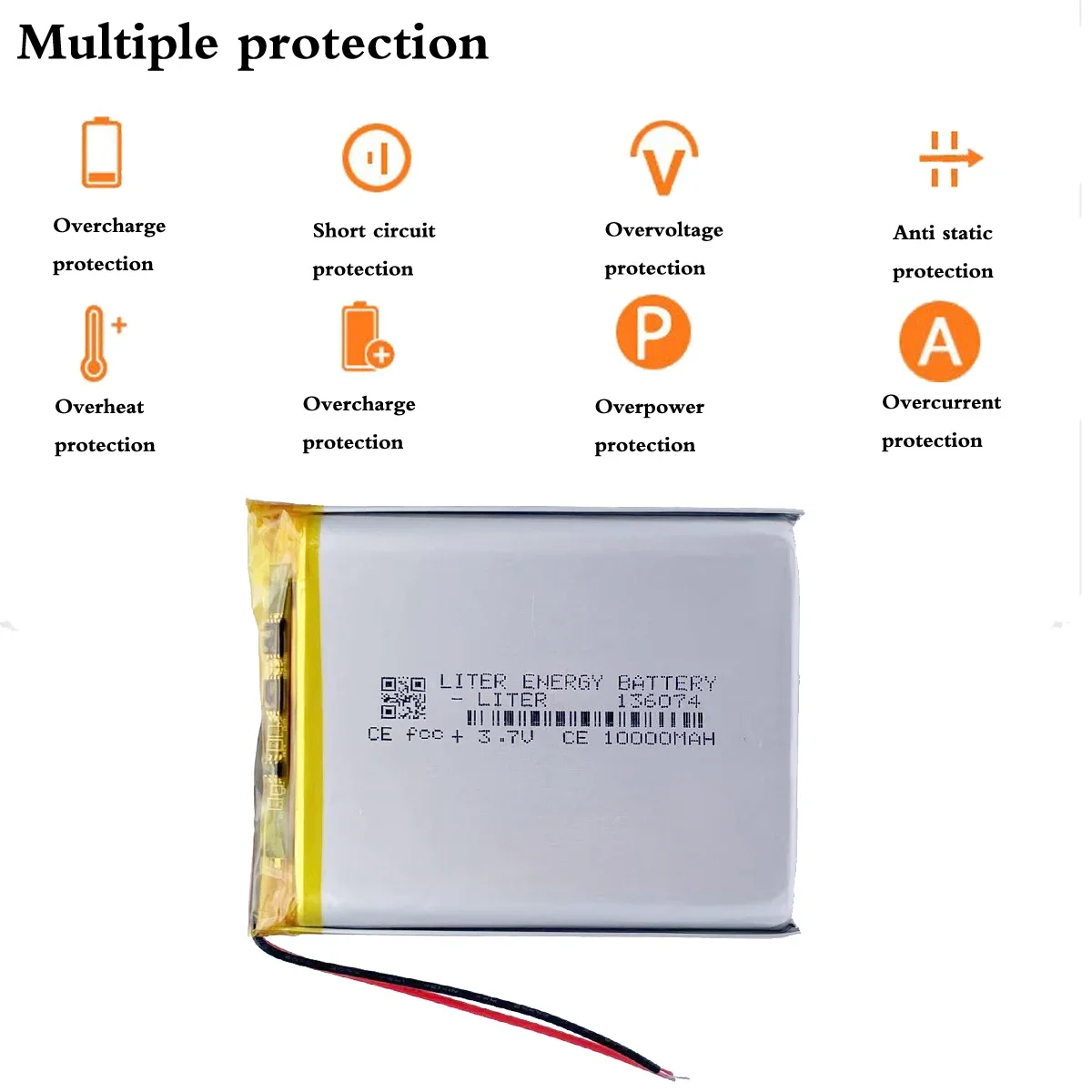 Good Qulity 3.7V,10000mAH 136074 Polymer lithium ion / Li-ion battery for Solar energy Mobile power bank