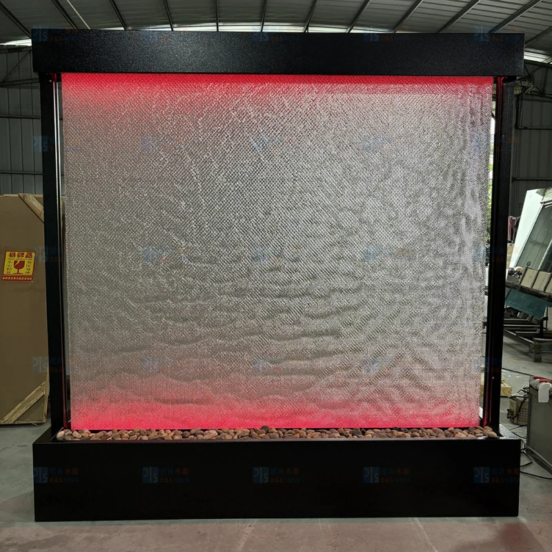 Custom.LED الإضاءة المعاصرة أربعة مواسم ميزات داخلية شبكة من الاستانلس استيل شلال حديقة الطابق الدائمة Fountai #4