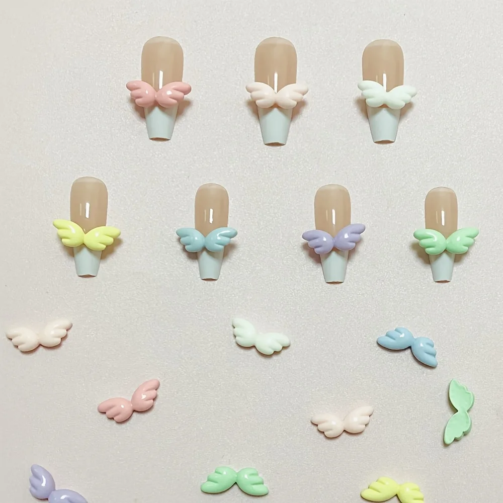40Pcs Random Mixed Fall Dopamine Bone Wing Rainbow Cat Halloween Skeleton Bow Small Nail Art Decoration Charm Accessories