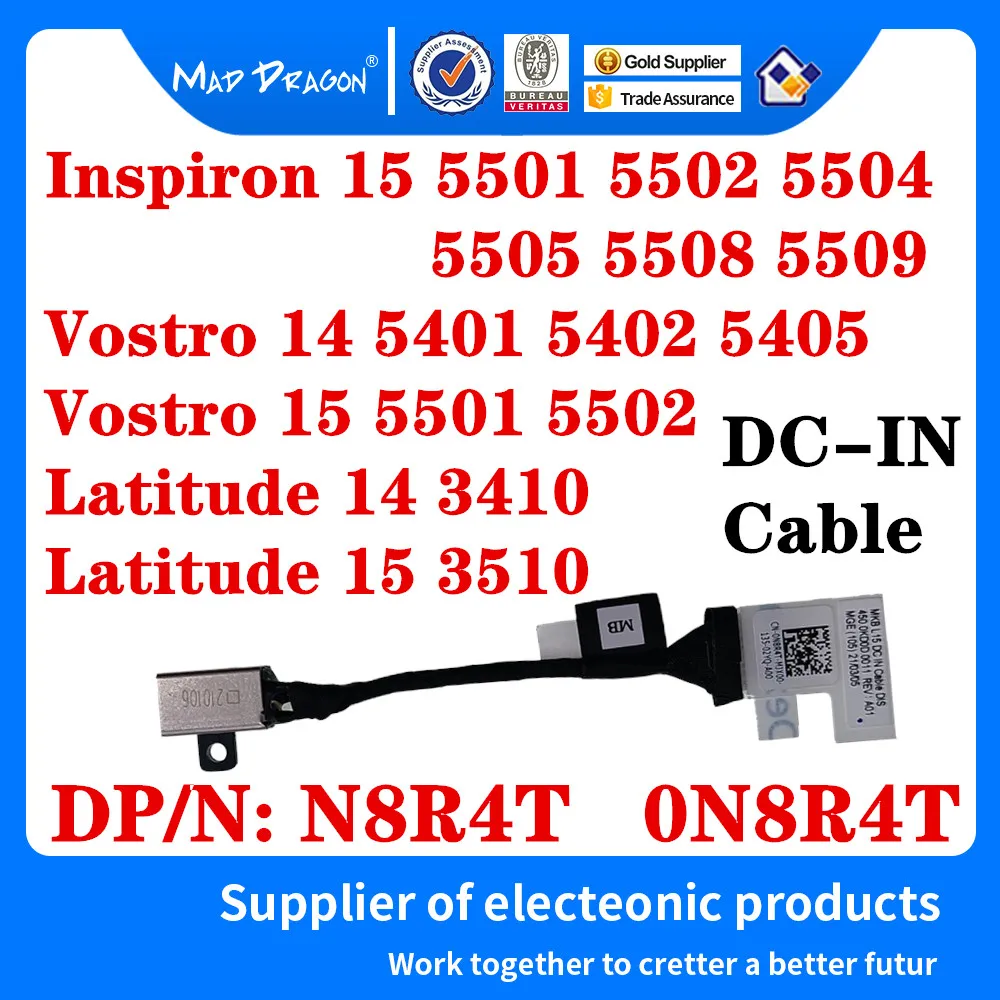 

New 0N8R4T N8R4T For Dell Inspiron 15 5501 5502 5504 5505 5508 5509 Laptop DC-IN DC Power Input Jack with Cable DC Jack Cable