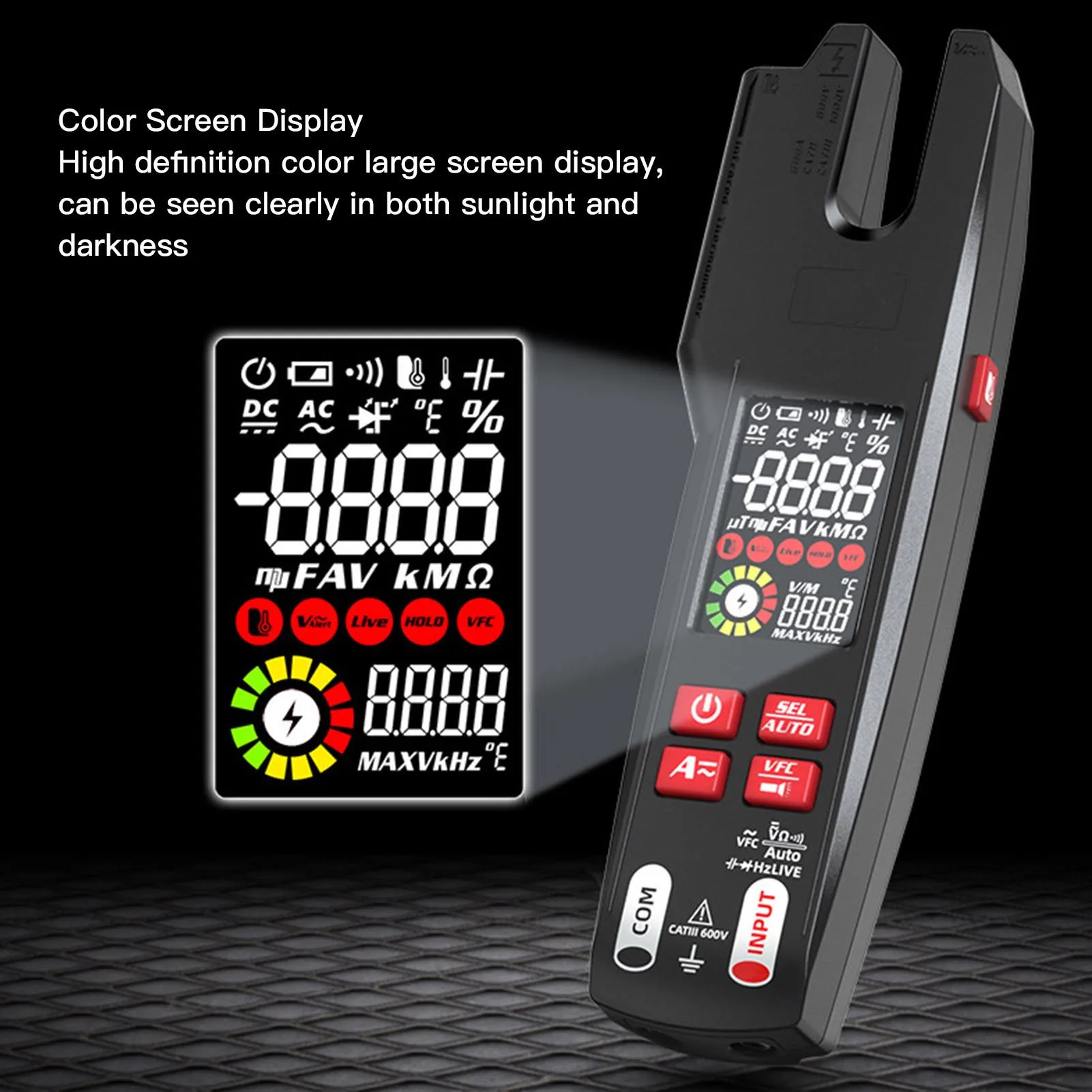 

Clamp Ammeter AC Clamp Meter Digital Color Screen High Accuracy Digital Clamp Multimeter with VFC Function AC Clamp Meter