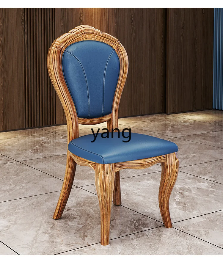 lh New Chinese Style Ugyen Wood round Table Marble Villa Dining Table and Chair Combination