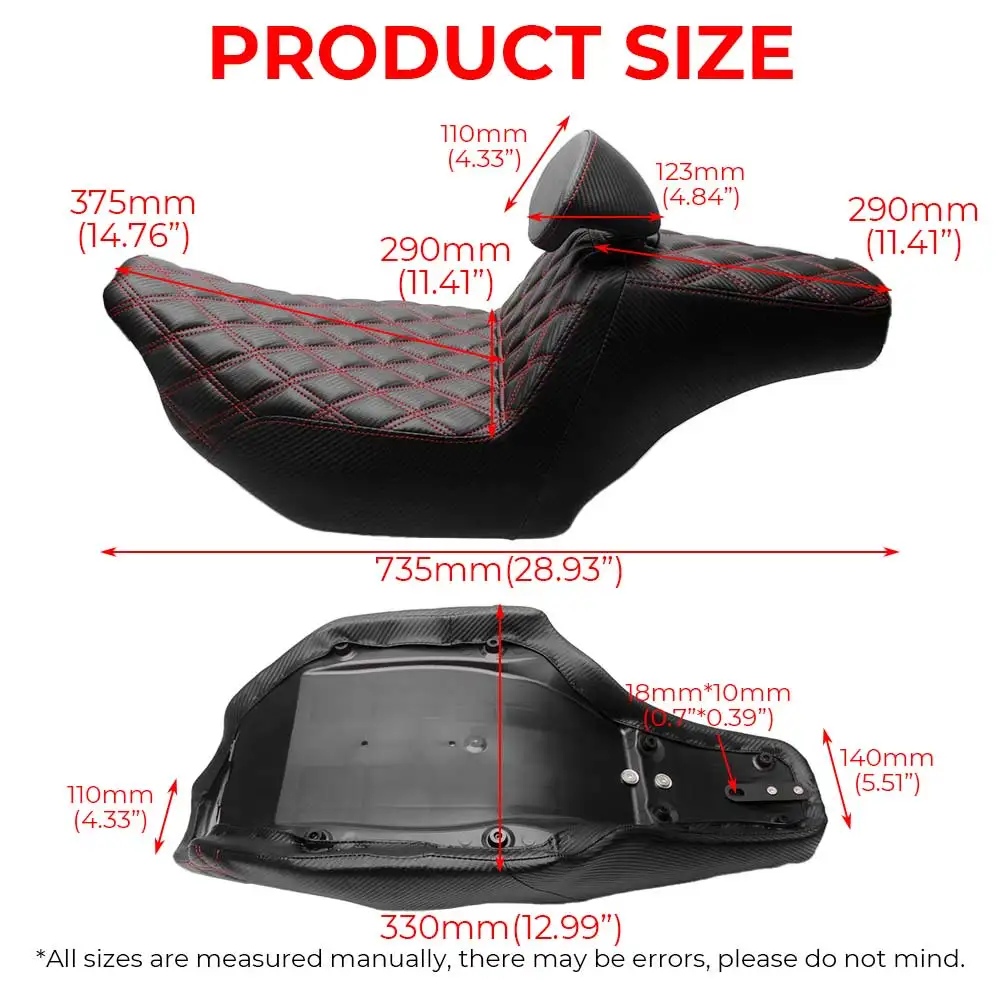 Motorcycle Rider Seat With Backrest For Harley Touring Fltrxst/Se Fltrx/L Flhxst/Se Flhxu/L Flhxlse/I 2023-2026 Black Red /Black