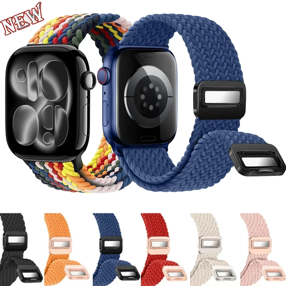 Magnetic Braided Strap For Apple Watch Series Ultra 3 2 49mm Nylon Loop Band iWatch 11 10 9 8 7 6 5 SE3 45mm 41mm 44mm 42mm 46mm