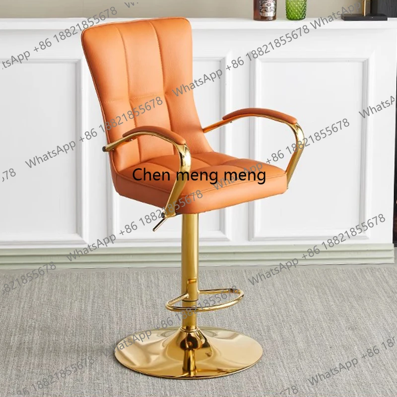

ze5556Office Nordic Bar Stools Swivel Cream Adjustable Leather Metal With Back Bar Stools Leather Arm Taburete