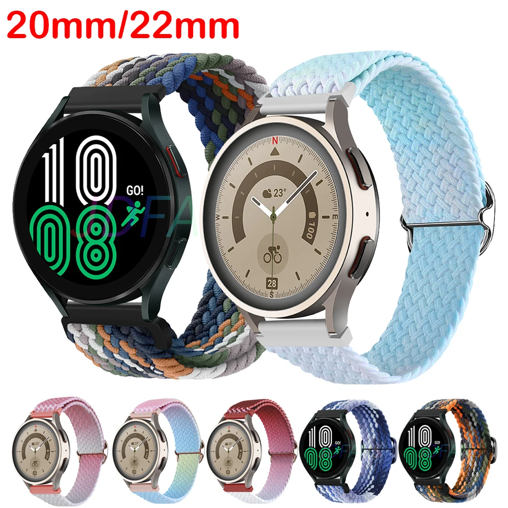 

20mm 22mm Braided Solo Loop Strap for Samsung Galaxy watch 4 classic Active 2 nylon smart watch bracelet Amazfit bip watchband