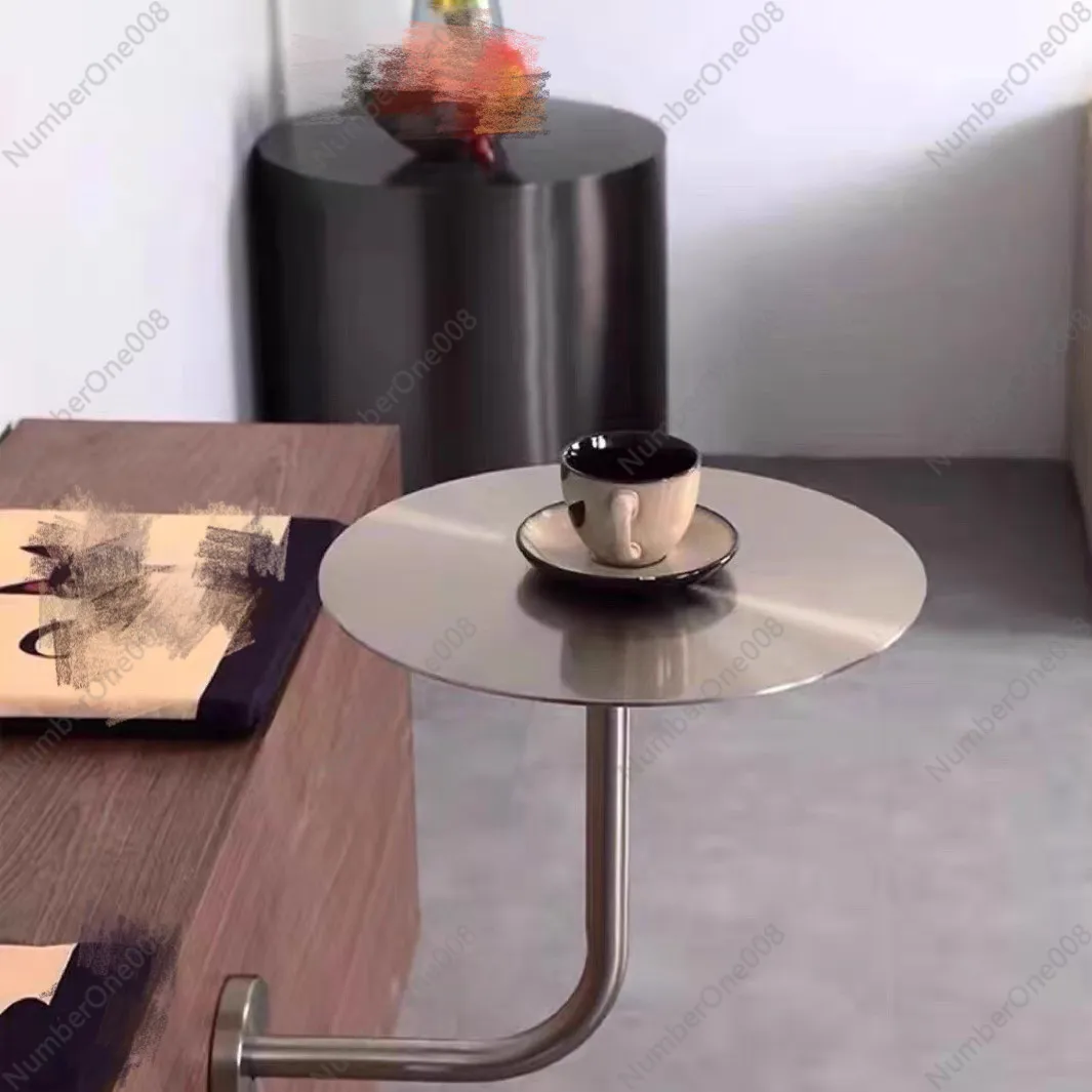 Modern Minimalist Wall Mounted Stainless Steel Round Table Milk Tea Shop Cafe Side Table