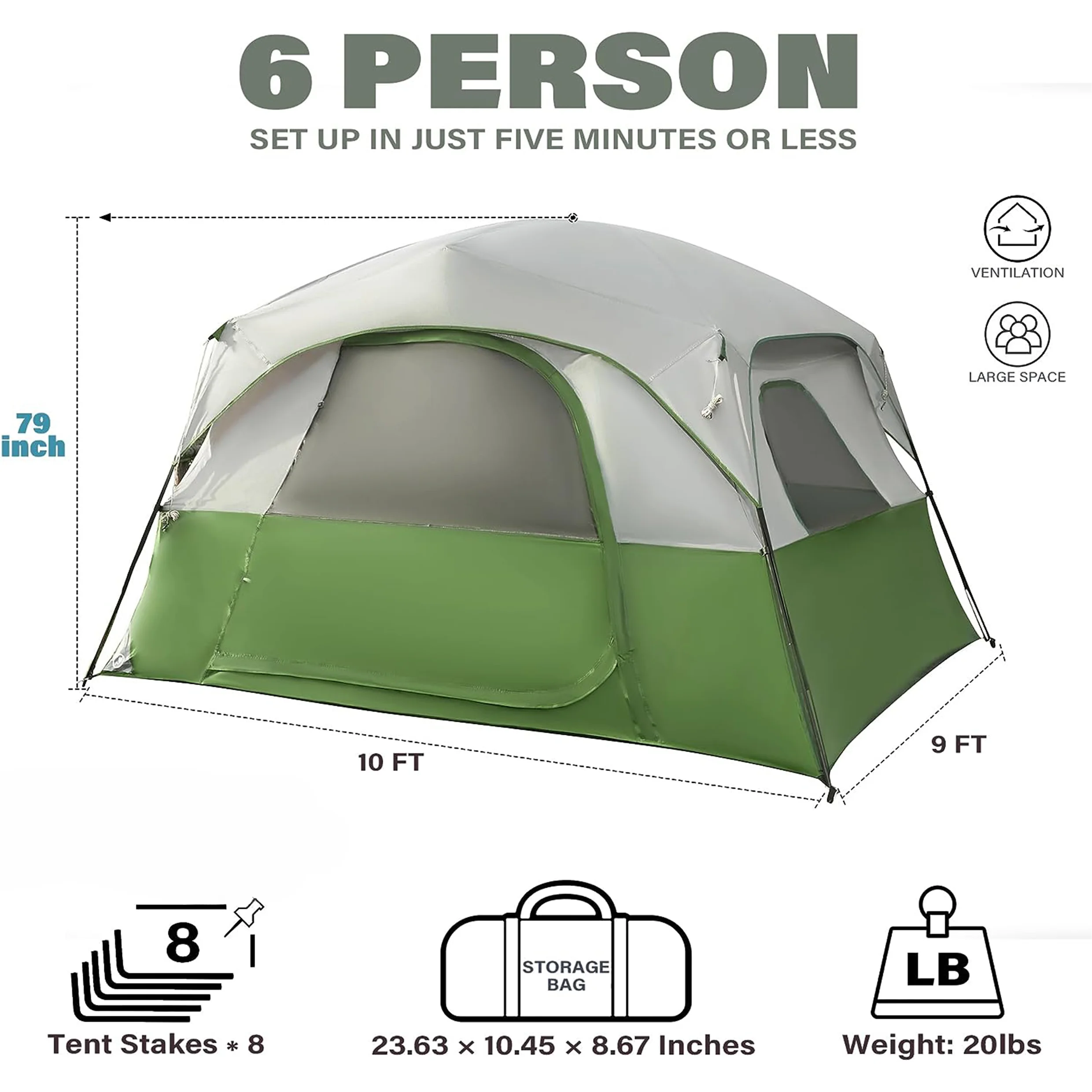 waterproof and windproof camping tent, double decker tent