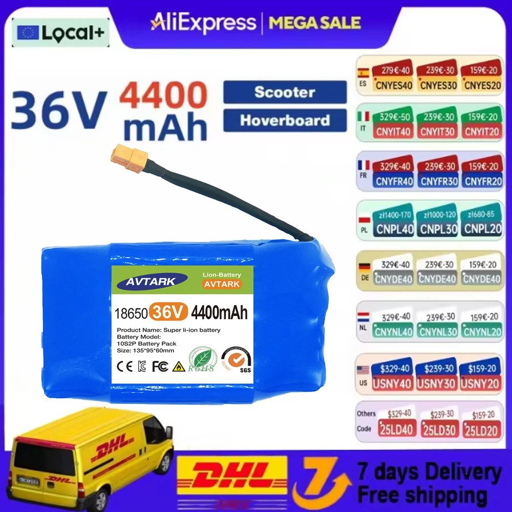 

10S2P 36V 7000mAh Lithium Battery Pack For Scooter Balance Two Wheeler Smart Twist Car Hoverboard Wheelbarrow Unicycle Battery
