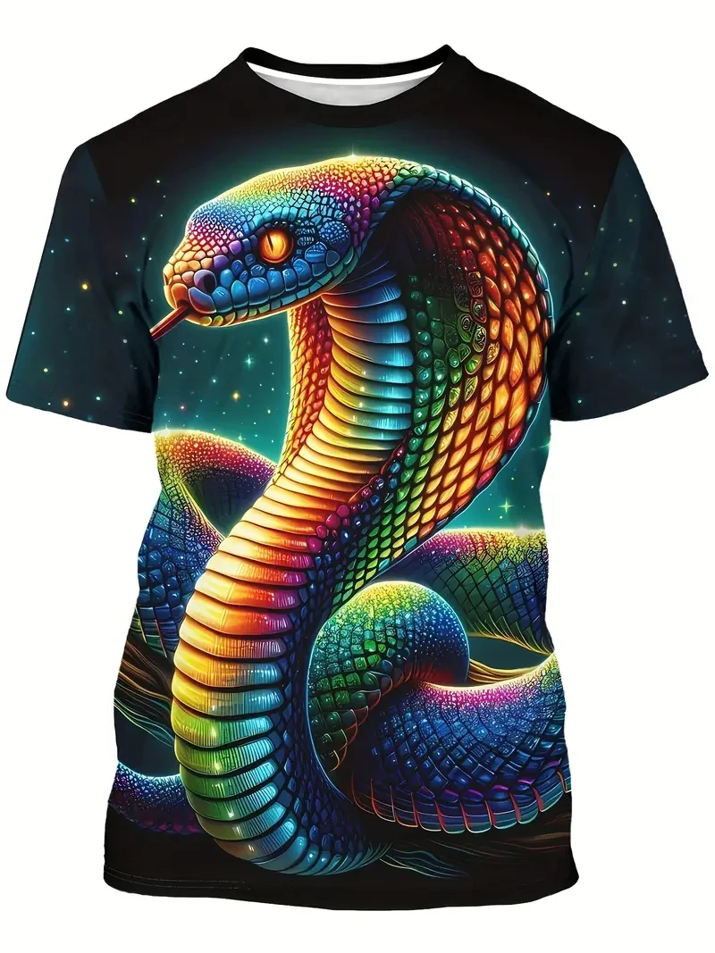 New 3D Printing Snake Graphic T Shirts For Men Summer Short Sleeve Round Neck Casual Tee Tops Mens Hip Hop T-Shirt Streetwear