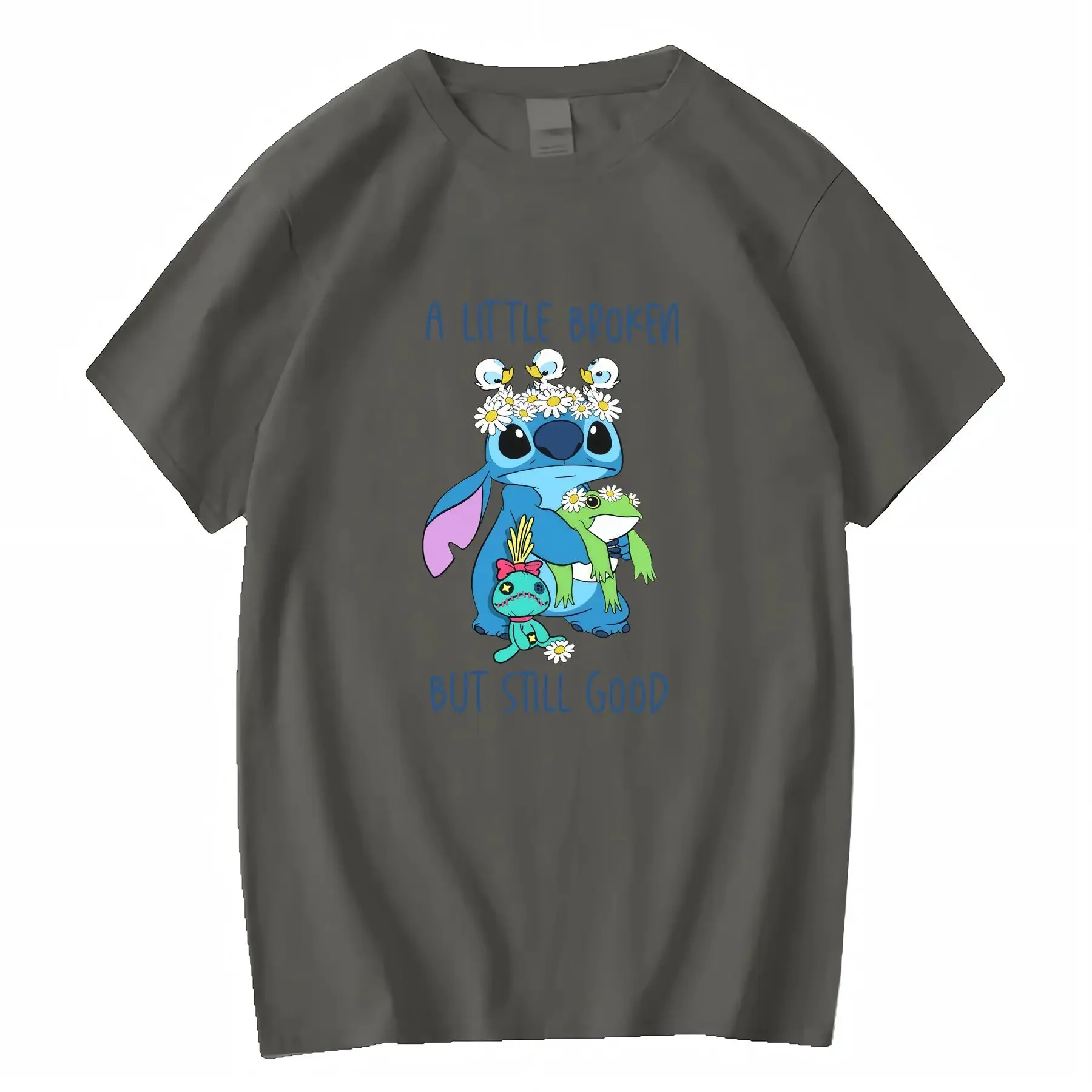 ديزني ليلو ستيتش لطيف ديزي سكرمپ الضفدع البط طاقم الرقبة تي شيرت للنساء خمر غسلها لأزياء ارتداء اليومي