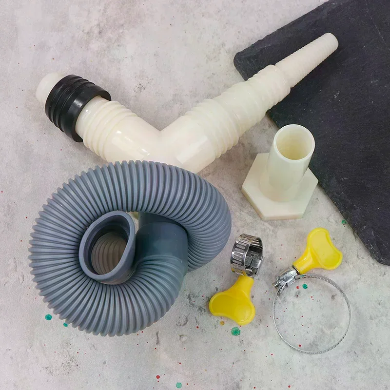 Washing Machine Drain Fitting with Extended Hose and Drainage Tee Adapter