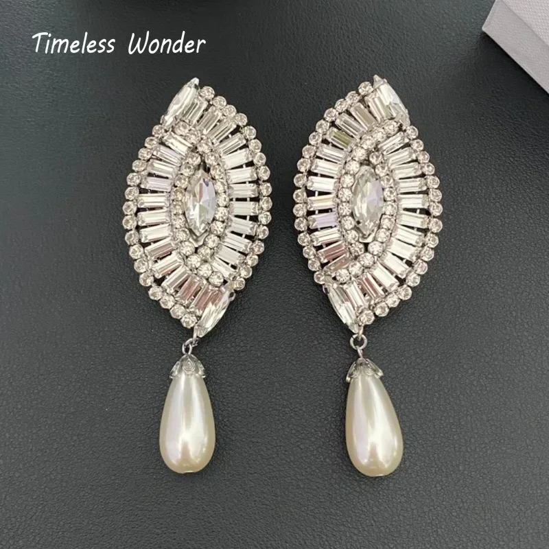 Timeless Wonder Fancy Crystal XL Geo Clip on Earrings for Women Designer Jewelry Luxury Brand Runway Gift Top Oversized 3327