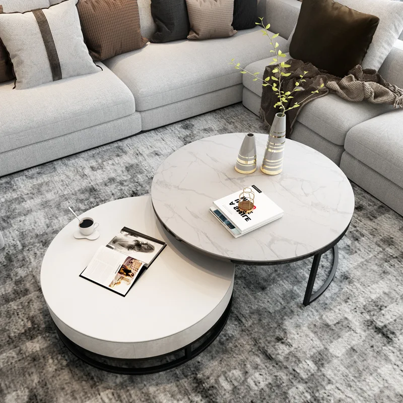 Creative Nordic furniture, postmodern, retractable round, light luxury, glass table