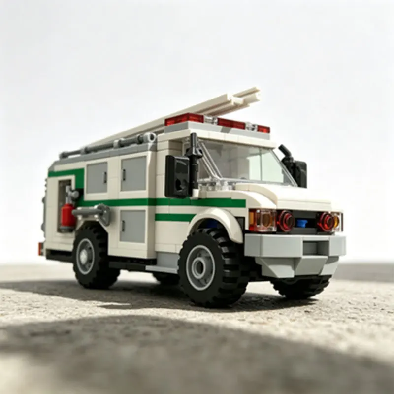 MOC Medium Service Shrub City Series Small Particle Assembly Block Rescue Truck Toy Model 441pcs