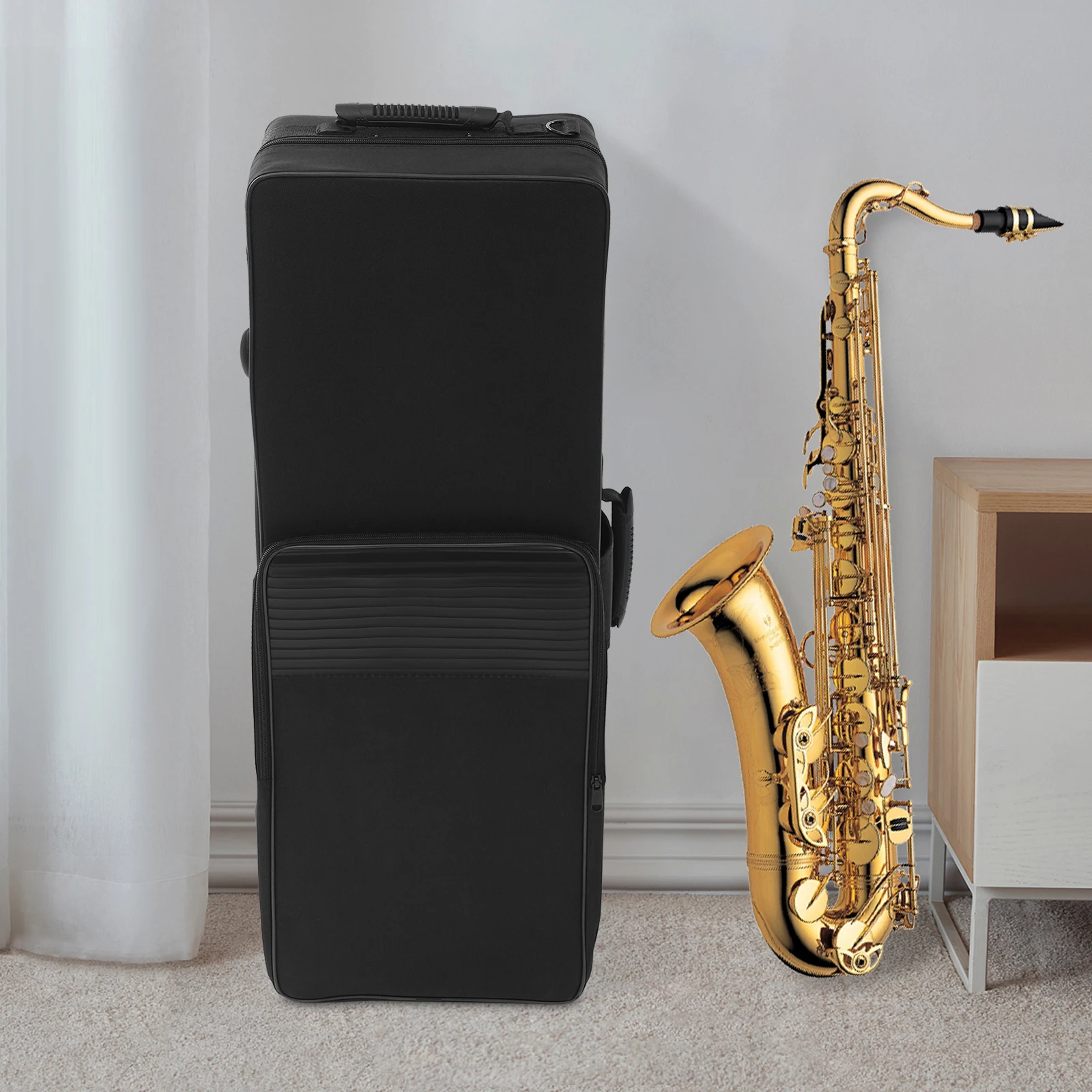 Custodia per sassofono tenore con design a doppia cerniera con molteplici metodi di trasporto, adatta per spettacoli, viaggi e pratica quotidiana