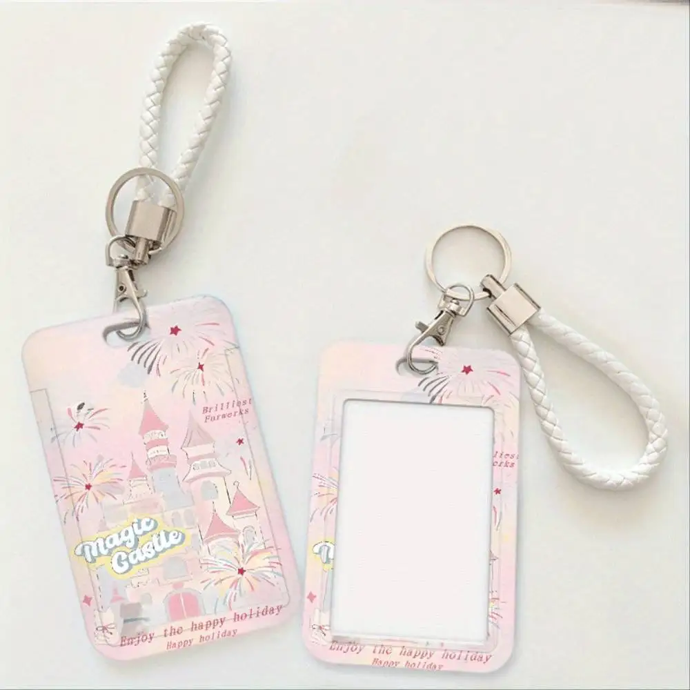 Magic Castle Fireworks ID Card Holder Plastic Badge Cover Holds 2 Cards For Medical Staff Student Bank Access Card